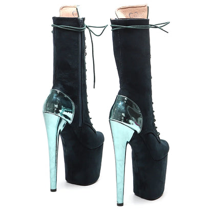 20CM/8inches  Suede  Upper two color mix color   Pole dancing shoes High Heel platform Pole Dance boot