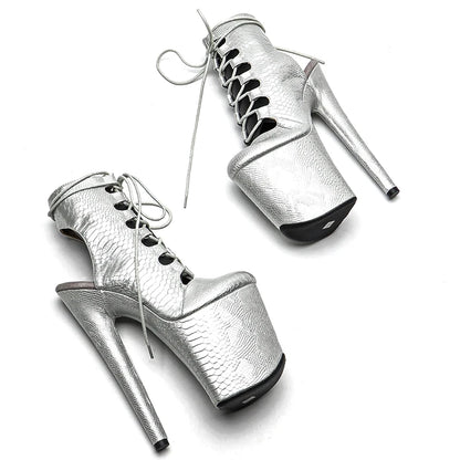 20CM/8inches Snake PU  Trend fashion  High Heel platform  closed toe Pole Dance boots