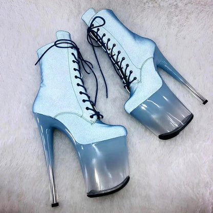 20CM/8inches Night Light upper Transparent gradient color Platform  High Heel platform Pole Dance boot