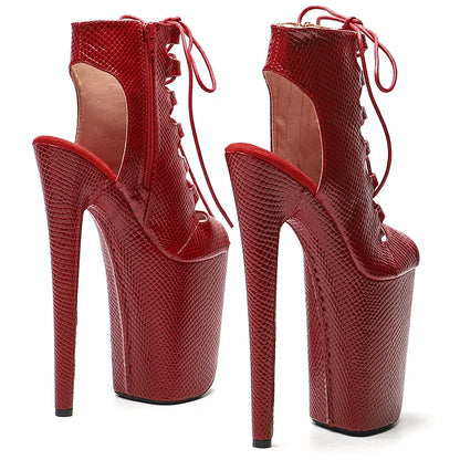 23CM/9inches  Snake   PU   Open Toe Platform   Pole dance shoes High Heels Pole Dance boot