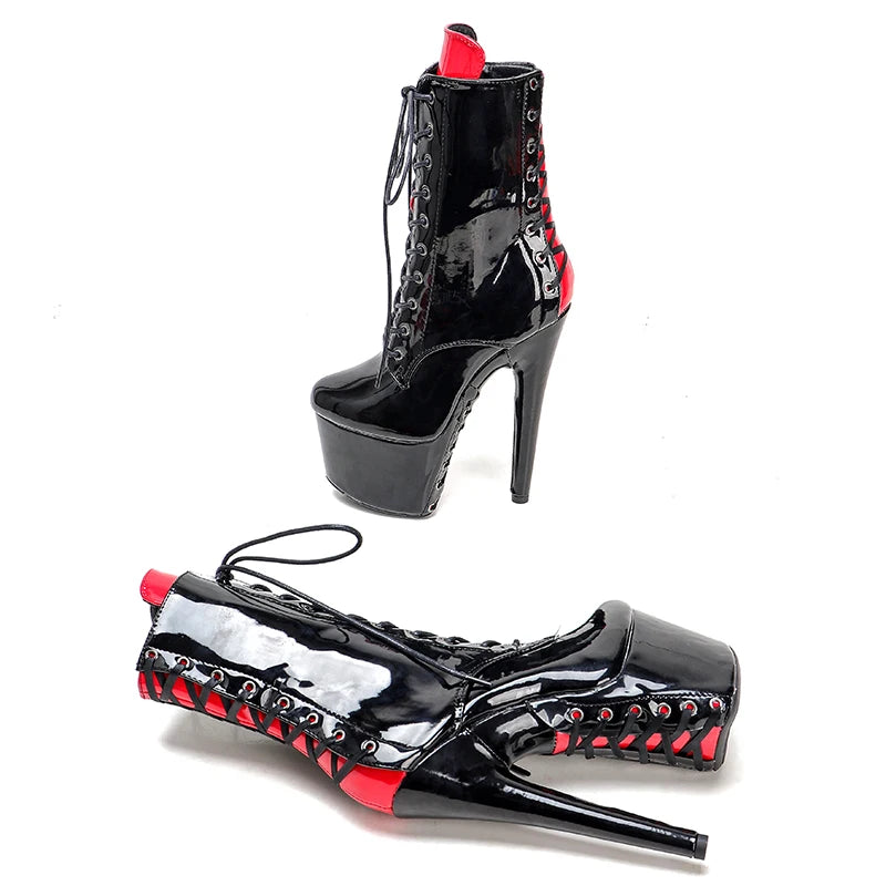 Newest 17CM/7inches Pole dance boot with denim High Heel platform Boots closed toe  Pole Dance boot