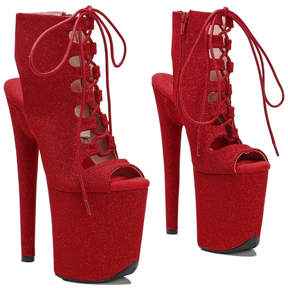 20CM/8inches glitter  upper Pole dancing shoes High Heel platform Pole Dance boot