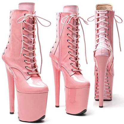 20CM/8inches Patent PU Pole dancing shoes High Heel platform Boots  Pole Dance boots