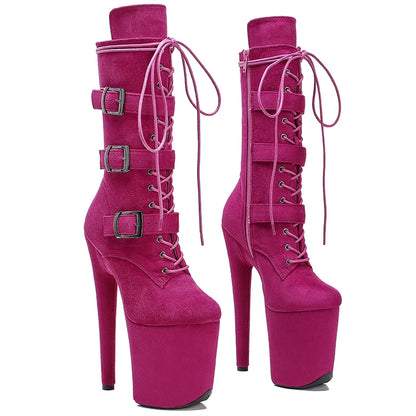 20CM/8Inch suede upper  disco party High Heels Shoes Pole Dance boot Women's Platform boots