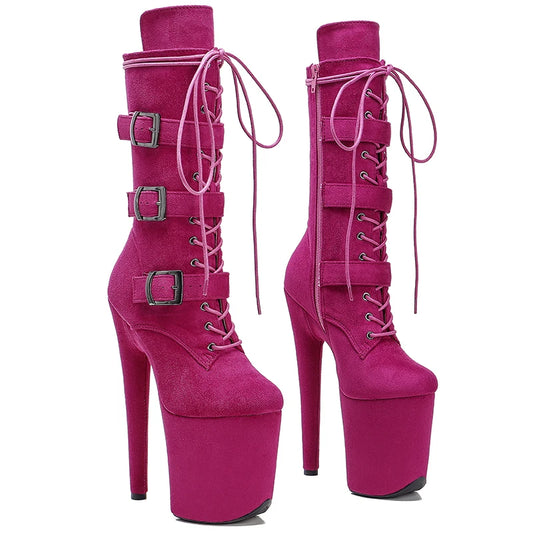 20CM/8Inch suede upper  disco party High Heels Shoes Pole Dance boot Women's Platform boots