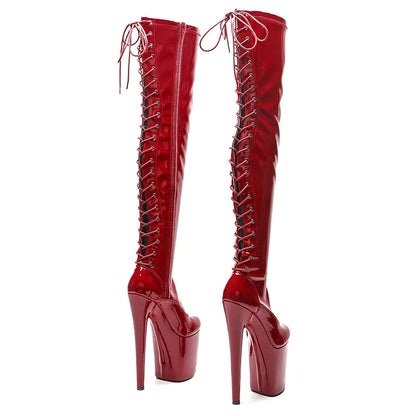20CM/8inches platform Boots  Knee High Boots For Women  Chunky Platform High Boots Party Shoes Ladies 5B
