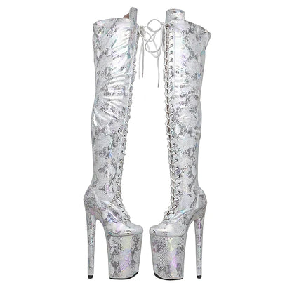 23CM/9inches Snake Upper  fashion  lady small  High Heel platform  Pole Dance boots
