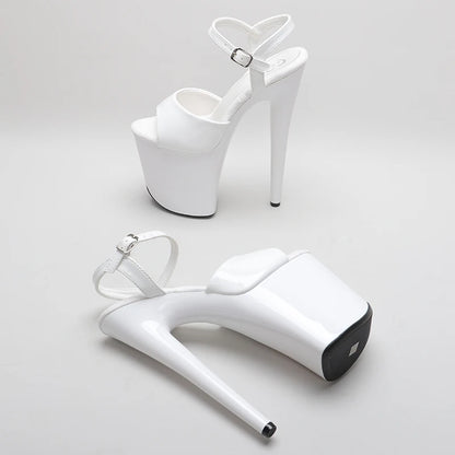 20cm/8inch Shinny White style high heel sandals  y model shoes pole dance shoes