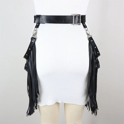Tassels Leather Cage Skirt  With Fringe Body   Harness Women   Party Suspender Belt Goth Accessories