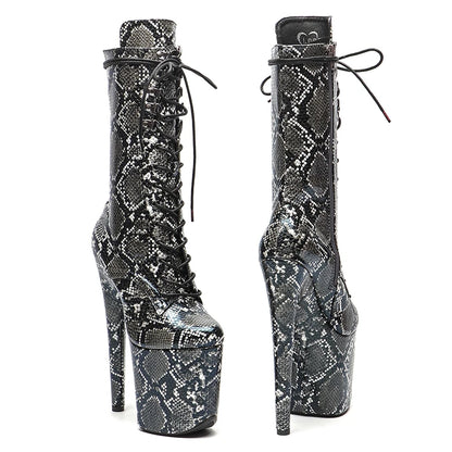 Snake 20CM/8inches Pole dancing shoes High Heel platform Boots closed toe Pole Dance boots