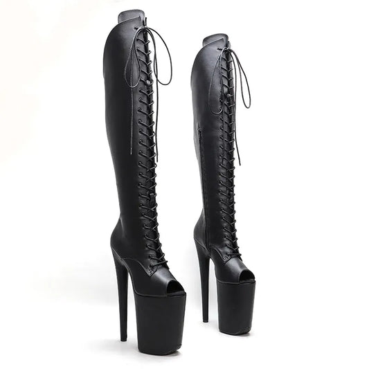 23CM/9inches  matte PU upper y boots Open Toe High Heels Platform Pole Dance shoes