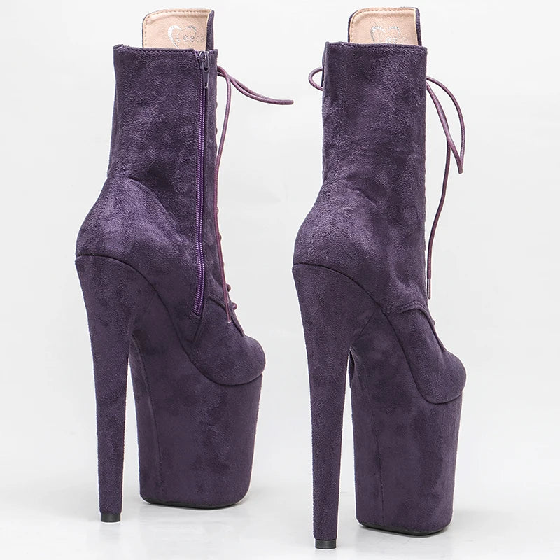 Purple Suede 20CM/8Inch Women's Platform disco party High Heels Shoes Pole Dance boot