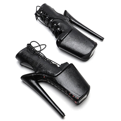 23CM/9inches  Snake  PU   small open toe electroplate platform Fashion trends   dancing  Pole Dance boots