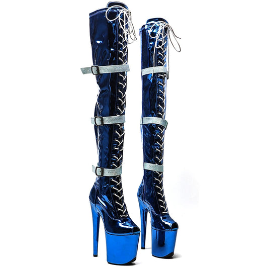 20CM/8inche  Shiny PU  upper  Open toe Fashion trend   High Heel platform Boots Pole Dance boots