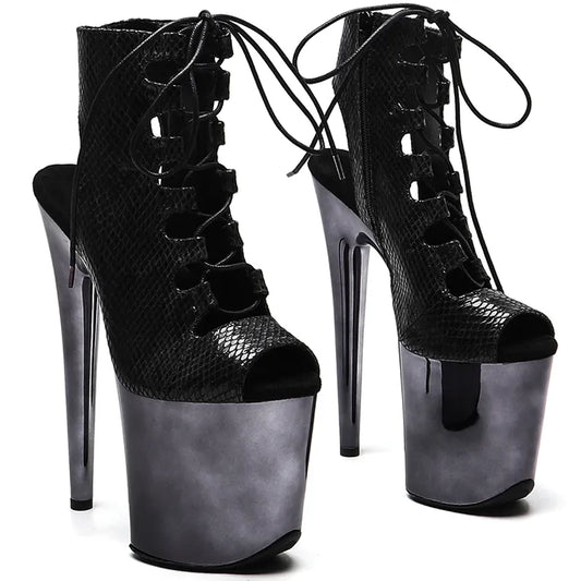 20cm/8inches Snake Upper small open toe  Fashion  High Heel platform   Pole Dancing boot