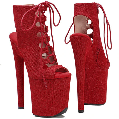 20CM/8inches glitter  upper Pole dancing shoes High Heel platform Pole Dance boot