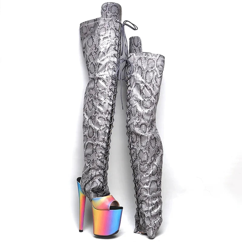 Serpentine high heel boot covers shoe set long boots cover