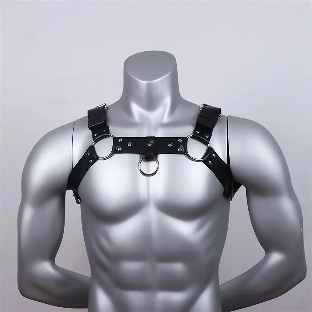 Leather Chest Harness Men Harness Adjustable ual Body  Cage Harness Belts Rave  Clothing for Adult