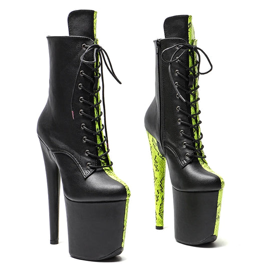 20CM/8inches two color upper  High Heel platform Boots  Pole Dance boots Nightclub Stage Bottom Boots 3BY