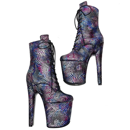 20CM/8Inch Genuine Leather Women's Platform disco party High Heels  Pole Dance boot