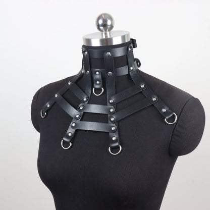 Sexy Punk Rave Chokers Necklace PU Leather Harness  Cosplay Goth Round Collar For Women   Goth Accessories