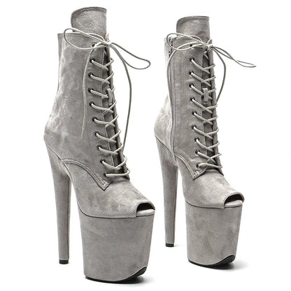 20CM/8inches Suede Upper Small open toe  High Heel   platform Pole Dance boot