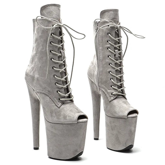 20CM/8inches Suede Upper Small open toe  High Heel   platform Pole Dance boot