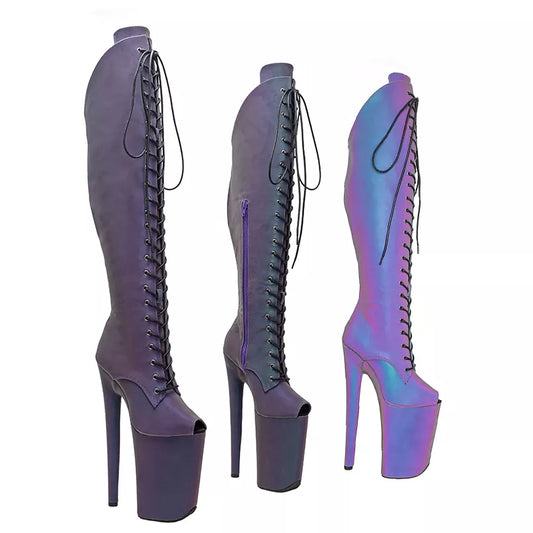 23CM/9inches  holographic Upper  Open toe  Pole dance shoes High Heels Pole Dance boot