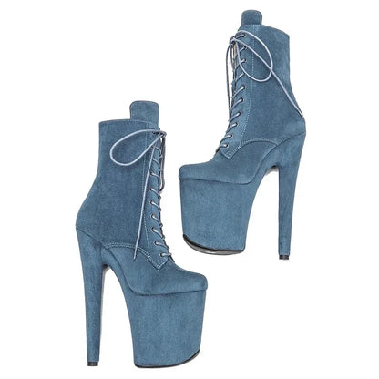 20CM/8inches Suede Upper  Pole dancing shoes High Heel platform Boots closed toe Pole Dance booties