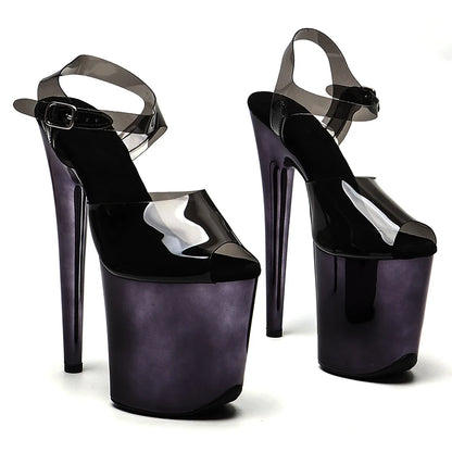 20cm/ 8inches TPU Upper  Gun color   electroplate platform  high heel small open toe sandals  pole dance shoes