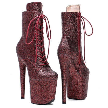 Glitter Upper 20CM/8Inch Women's Platform Sandals  party High Heels Shoes Pole Dancing boot