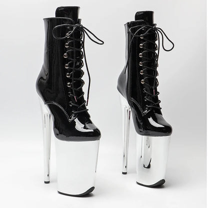 23CM/9inches Patent Upper Pole Dance Shoes High Heels Platform Ankle Boot Pole Dance Boot