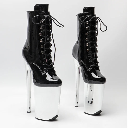 23CM/9inches Patent Upper Pole Dance Shoes High Heels Platform Ankle Boot Pole Dance Boot