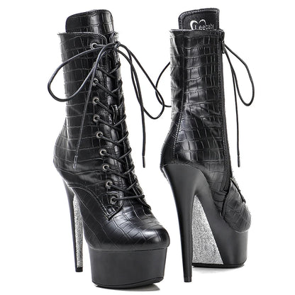 15CM/6Inches Snake upper High Heel platform Boots Closed toe  Pole Dance boot
