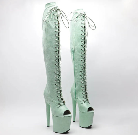20CM/8inches Suede Upper Open toe exy exotic young trend fashion  boots High Heel   platform Pole Dance boot