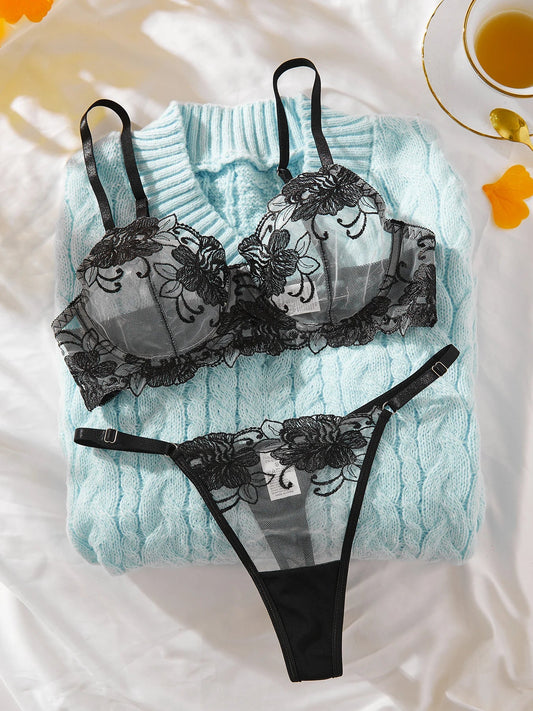 Ellolace Fancy Lingerie Floral Sheer Lace Erotic Sex Suit Fantasy Sexys Well-Looking Underwear Sensual Intimate Goods Exotic Set