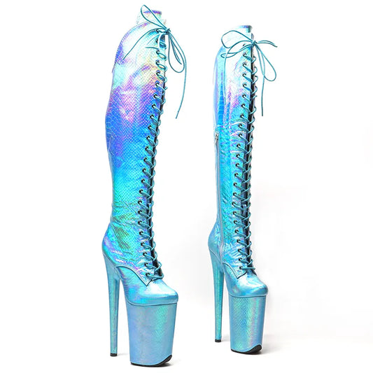 23CM/9inches Snake PU   fashion  lady  High Heel platform  Pole Dance boots