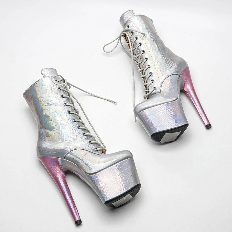 Shinny Sanke Upper 17CM/7inches Pole Dancing Shoes High Heel Platform Boots Pole Dance Shoes
