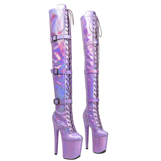 20CM/8inches Snake skin Upper exy exotic young trend fashion  boots High Heel   platform Pole Dance boot