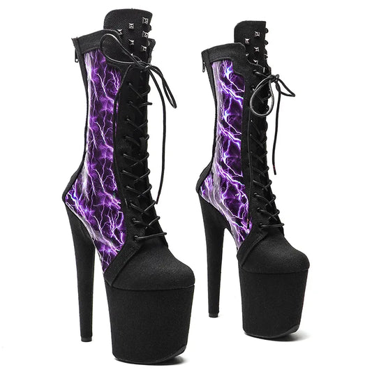 20CM/8inches Denim Pole dance boot  High Heel platform Boots closed toe  women boot 4B