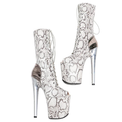 20CM/8Inch Snake  upper  lady fashion  boots   for  party  Platform  High Heels Pole Dance boot