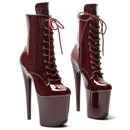 20CM/8inches patent leather  pole dancing stiletto heels Models Catwalk Show  High Heel platform  boot 3K