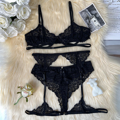 Ellolace Erotic Lingerie Cut Out Bra Garter Fancy Onlyfans Underwear See Through Lace Bilizna Sexy Kinky Outfit Hot Intimate