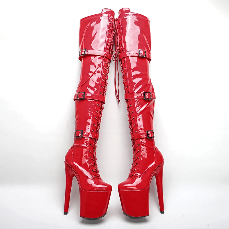 Patent  Upper 20CM/8inches Pole dancing shoes High Heel platform Boots closed toe Pole Dance booties