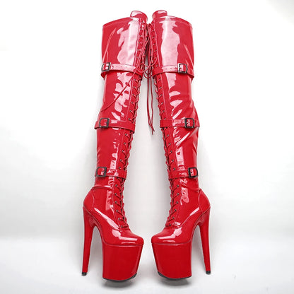 Patent  Upper 20CM/8inches Pole dancing shoes High Heel platform Boots closed toe Pole Dance booties