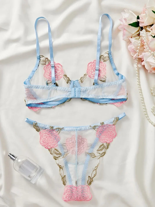 Ellolace Erotic Lingerie For Full Floral Transparent Lace Push Up Matching Sets Sensual Pure Desire Seductive Underwear