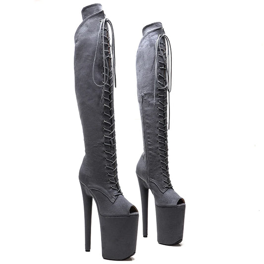 23CM/9inches suede Upper  fashion  lady High Heel  Pole Dance boots platform shoes  womens boots  knee high boots 5B