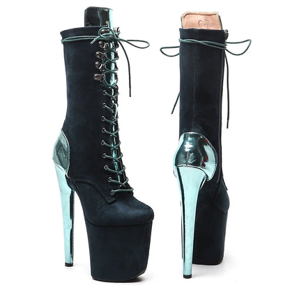 20CM/8inches  Suede  Upper two color mix color   Pole dancing shoes High Heel platform Pole Dance boot