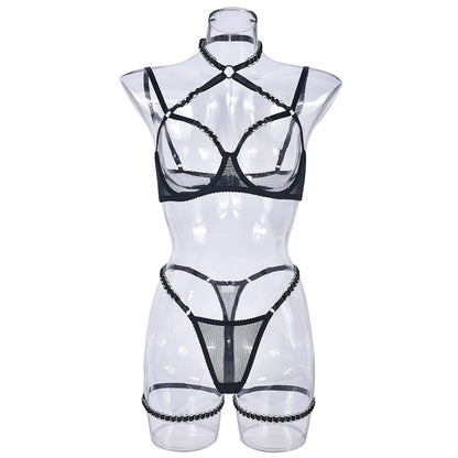 Conjunto De Lencería Sensual Sujetador Abierto Mujer Sin Censura Bilizna Conjunto De Sujetador Halter Trajes Bilizna 