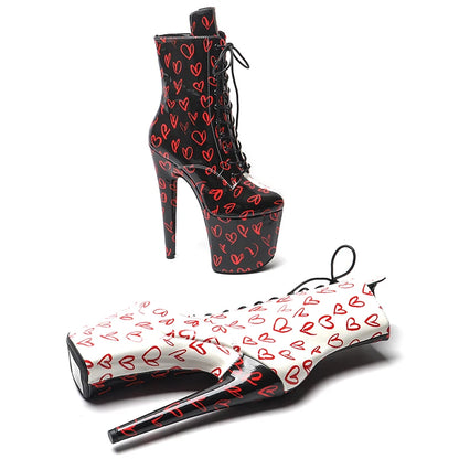Newest 20CM/8CM  PU upper  Two color Mix color   Pole dancing shoes High Heel platform Boots  Pole Dancing boot